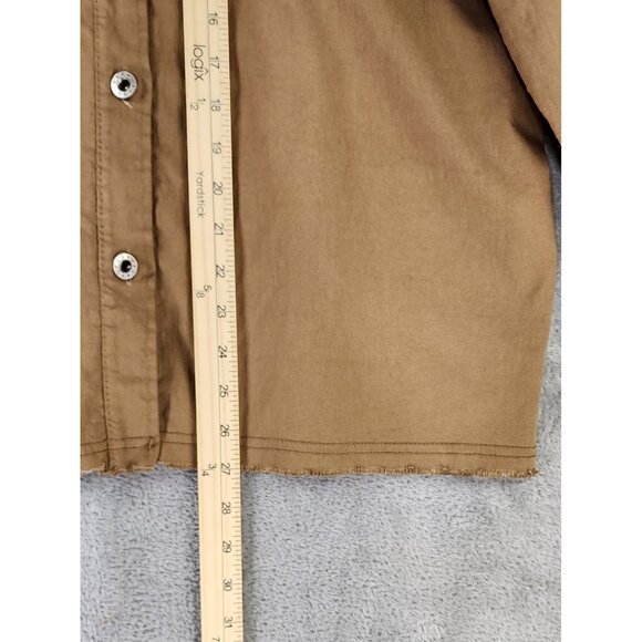 Made In Italy Jacket Womens Small Khaki Fringed Oversized Rock N Roll Shacket - Picture 6 of 11